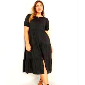 BNWOT size XL Old Navy midi multi tiered dress-BLACK